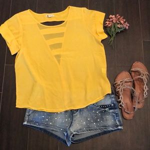 Yellow cutout shirt